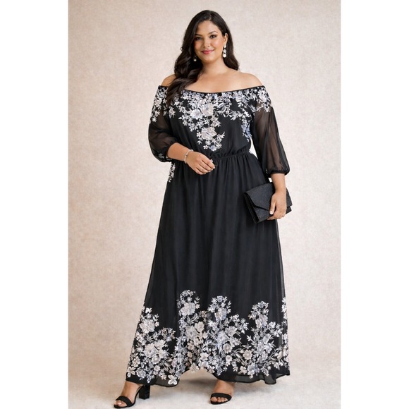 sachin and babi light blue dress Floral Embroidered Maxi Dress